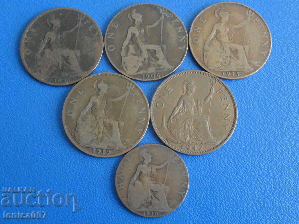 United Kingdom 1896-1947 - Coins (9 pieces) United Kingdom 1896-1947 - Coins (9 pieces)