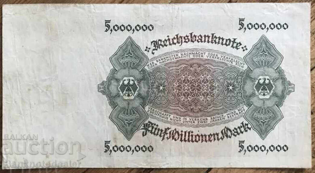 Germany 5 Million Mark 1923 Pick 90 Ref 3893