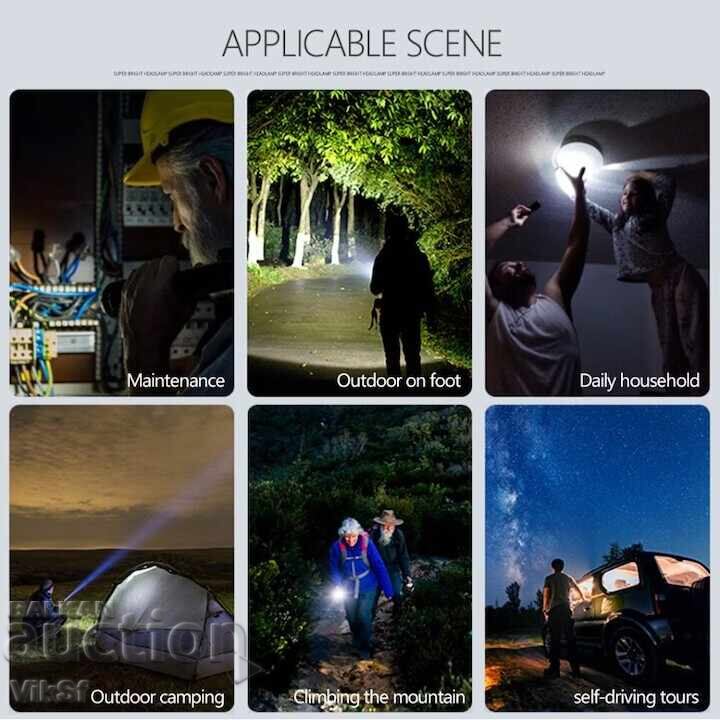 Auction  Powerful XHP90 spotlight tactical LED flashlight P90 USB charging