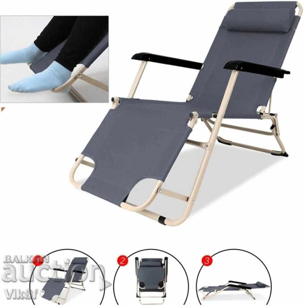 Licitație Șezlong pliabil, Albastru, 153x60x80 cm Licitație Șezlong pliabil, Albastru, 153x60x80 cm