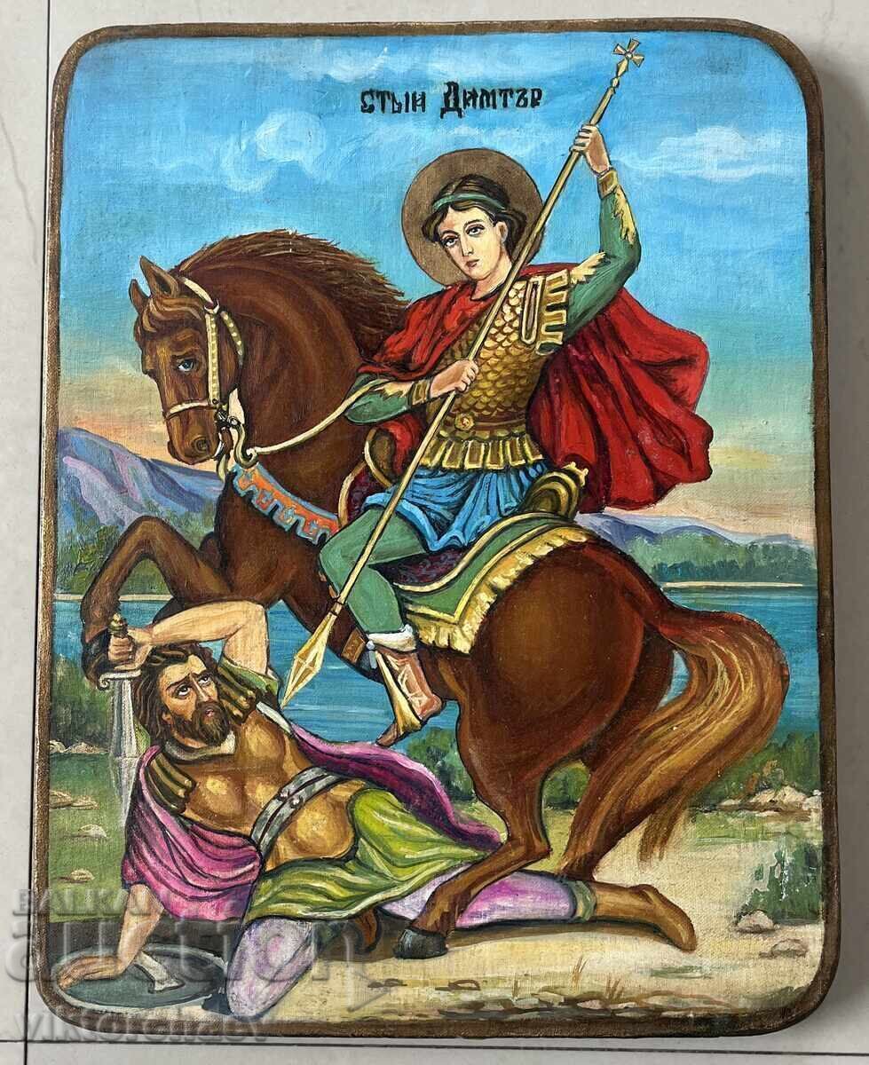 Εικόνα Αγίου Δημητρίου - χειροποίητη ζωγραφισμένη σε ξύλο