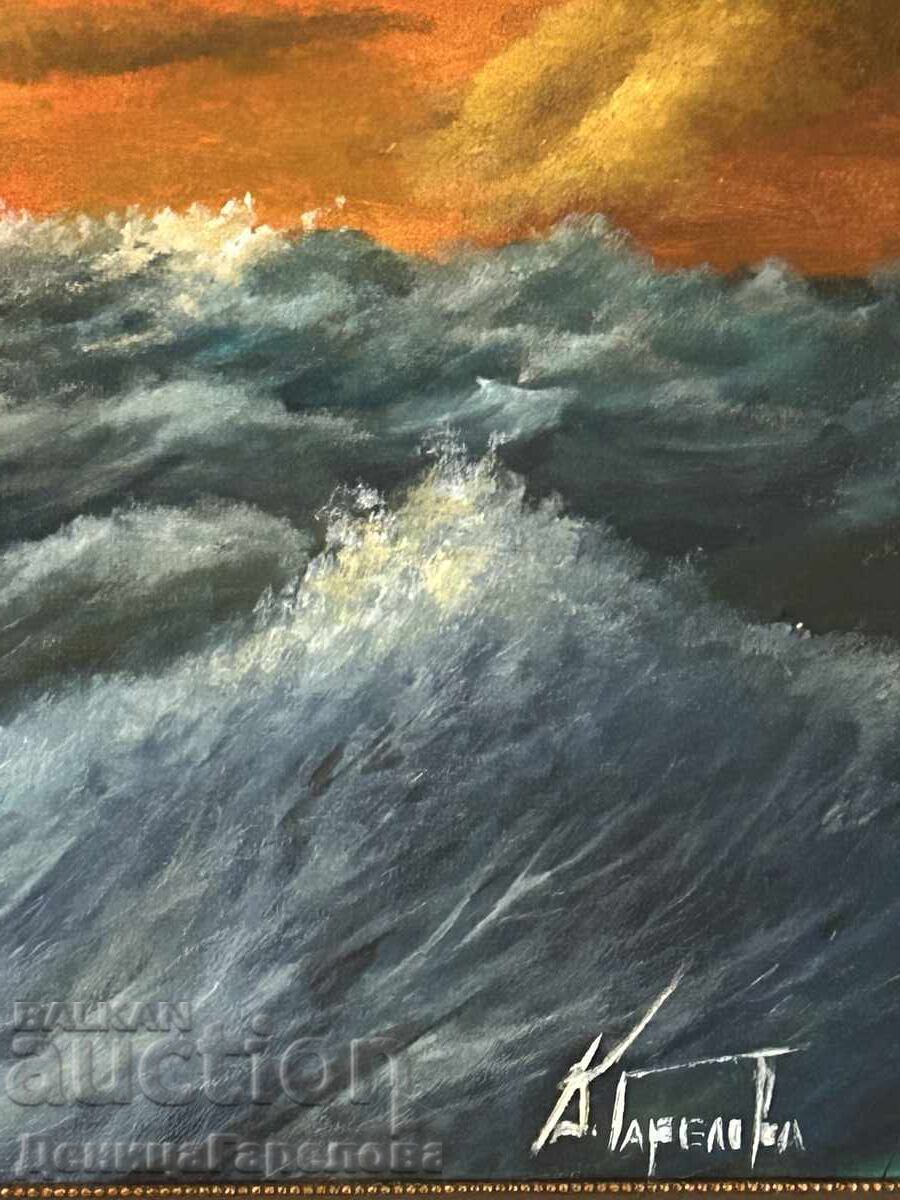 Denitsa Garelova Oil Painting, Framed 58/78 "Storm" with price 260.00 BGN | € 132.94 Denitsa Garelova Oil Painting, Framed 58/78 "Storm" with price 260.00 BGN | € 132.94