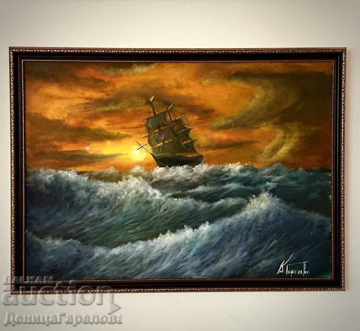 Denitsa Garelova Oil Painting, Framed 58/78 "Storm" Denitsa Garelova Oil Painting, Framed 58/78 "Storm"