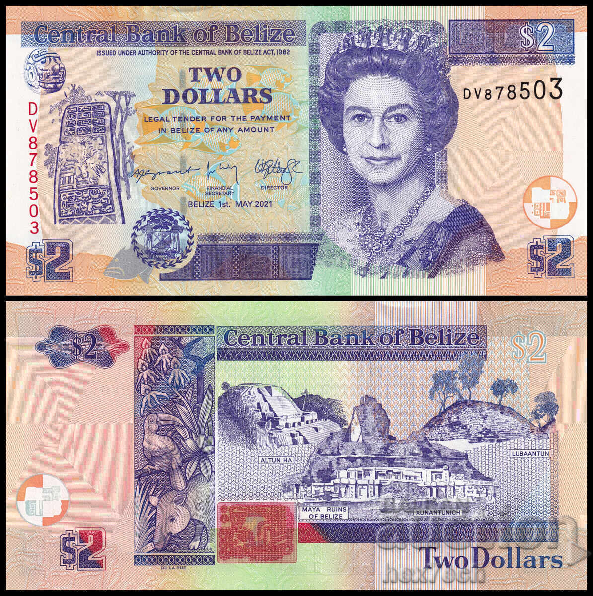 ❤️ ⭐ Belize 2021 2 USD UNC nou ⭐ ❤️