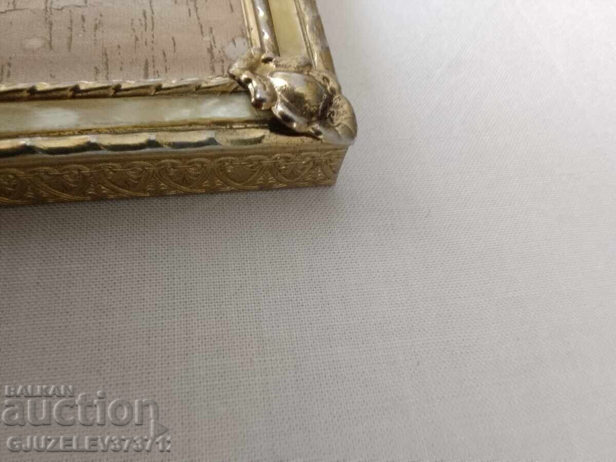 Rame foto vintage cu stativ din metal și sidef în - 6 Rame foto vintage cu stativ din metal și sidef în - 6