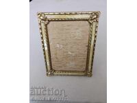 Αντίκα κορνίζα φωτογραφίας με τρίποδο από μέταλλο και μαργαριτάρι σε