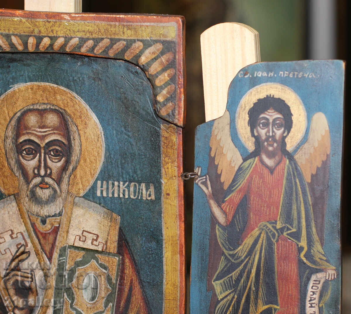 Painted icon tempera triptych Saint Nicholas the Wonderworker - 5 Painted icon tempera triptych Saint Nicholas the Wonderworker - 5