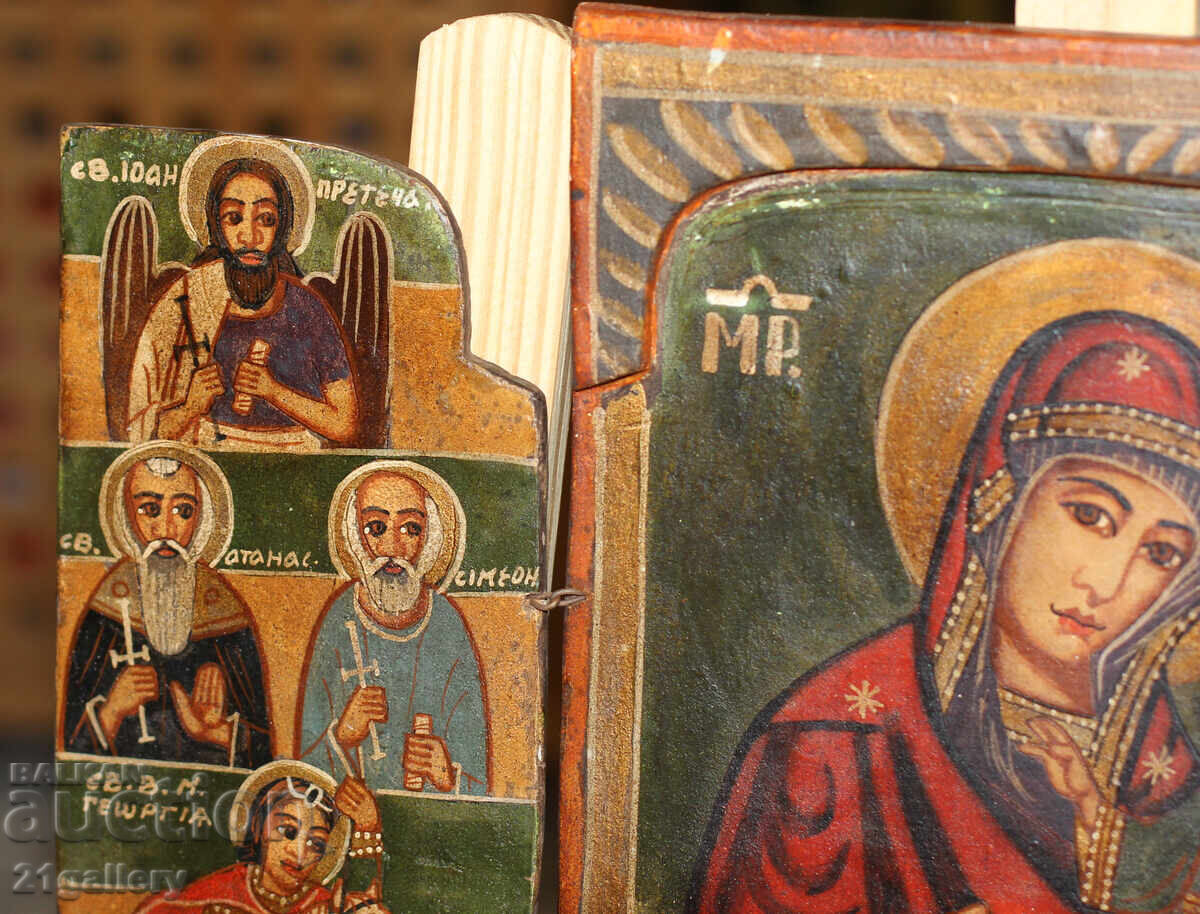 Delivery of Tempera paints icon triptych Holy Mother of God with the Child Delivery of Tempera paints icon triptych Holy Mother of God with the Child