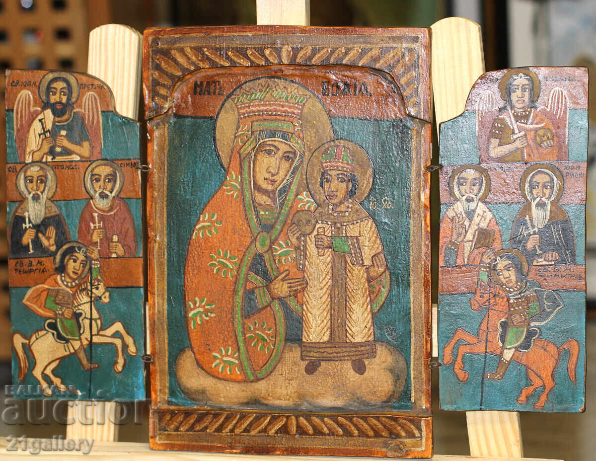 Χειροποίητη εικόνα τρίπτυχο Παναγία και Βρέφος με τιμή 500.00 BGN | € 255.65