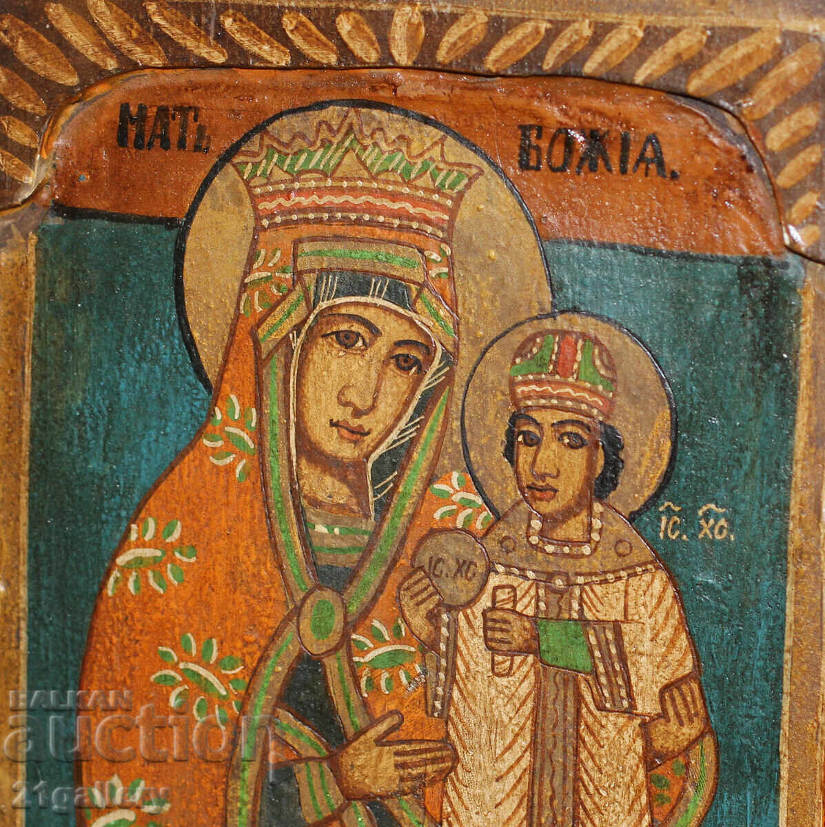 Χειροποίητη εικόνα τρίπτυχο Παναγία και Βρέφος - 5