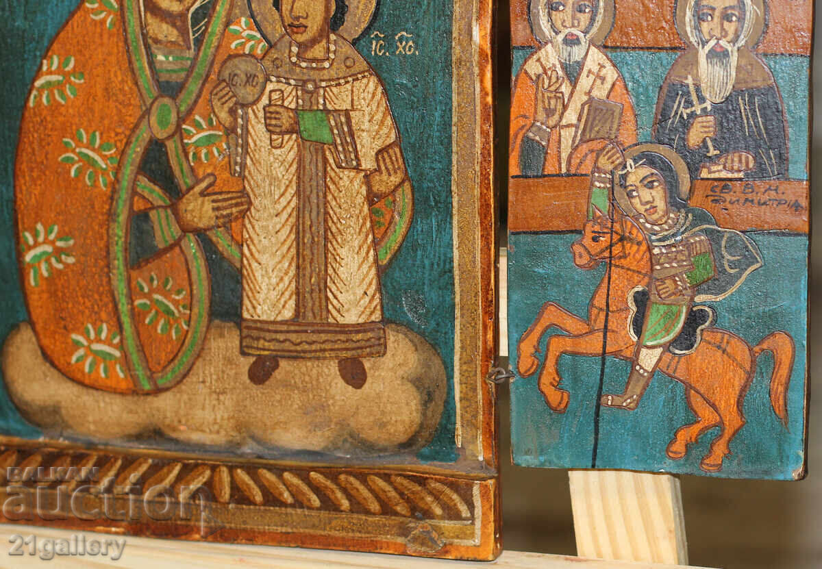 Χειροποίητη εικόνα τρίπτυχο Παναγία και Βρέφος - 7