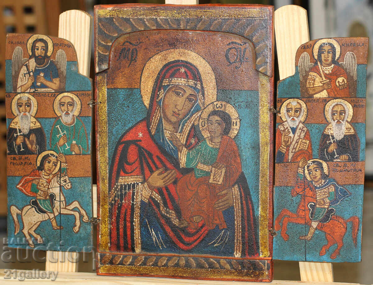 Tempera paints triptych Theotokos with the Infant with price 550.00 BGN | € 281.21 Tempera paints triptych Theotokos with the Infant with price 550.00 BGN | € 281.21