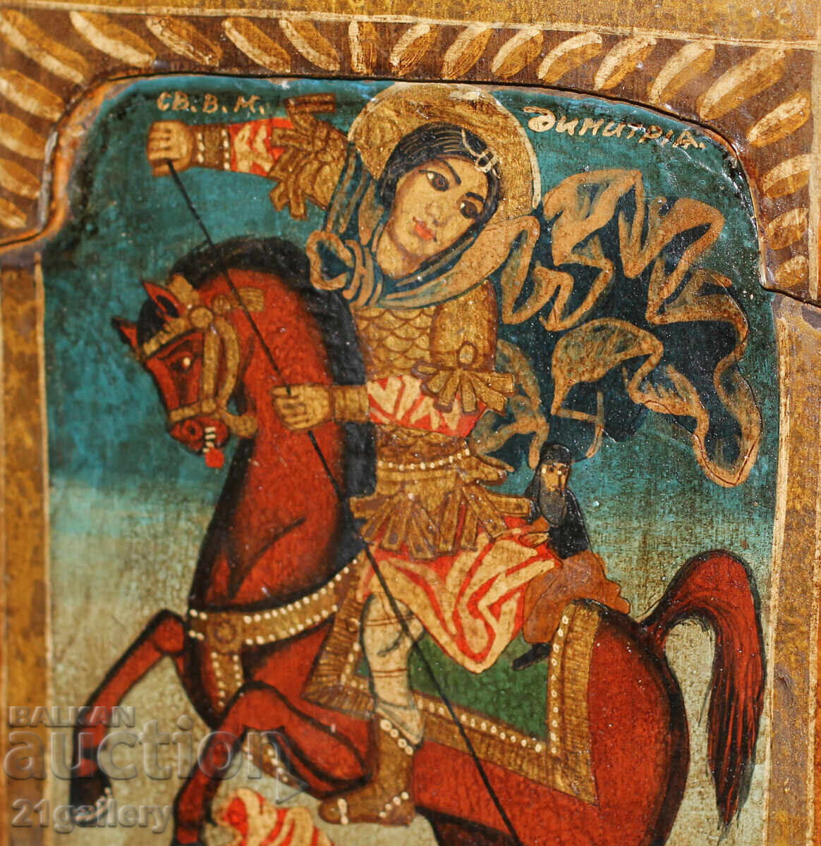 Hand-painted icon triptych Saint Demetrius of Thessaloniki - 5