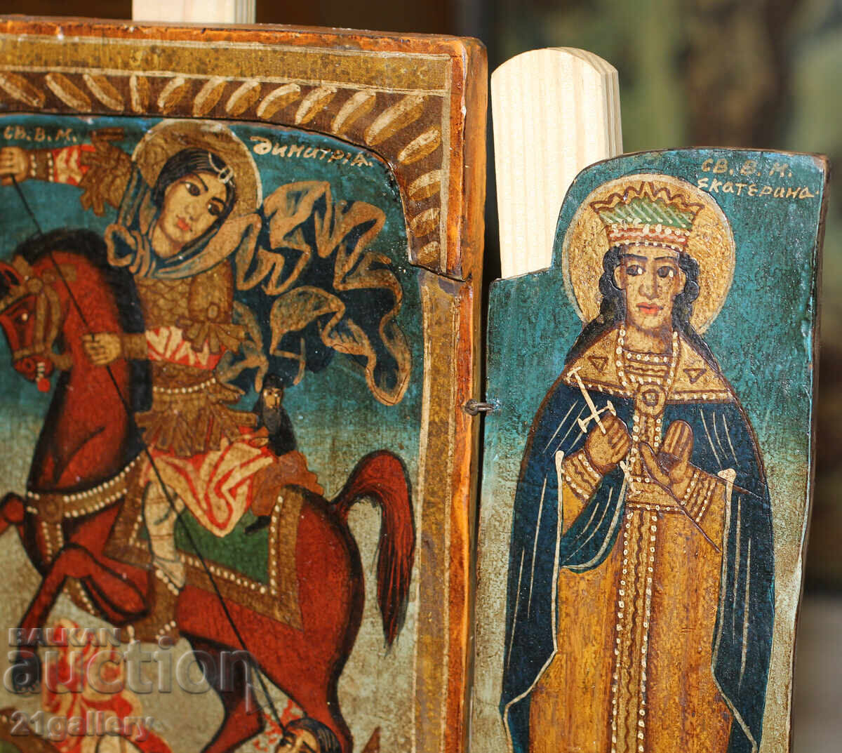 Hand-painted icon triptych Saint Demetrius of Thessaloniki - 7