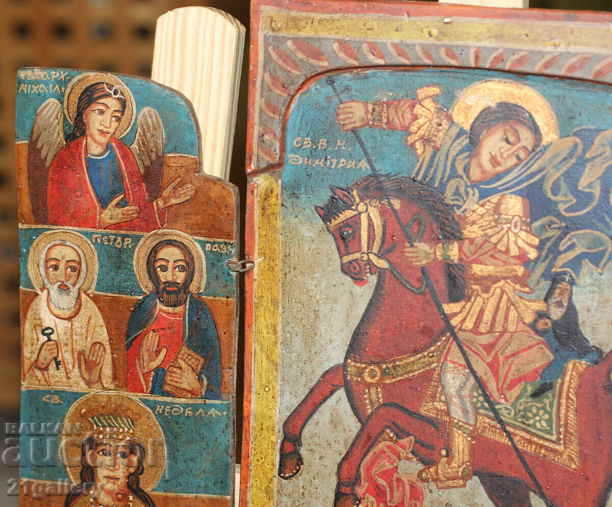 Delivery of Hand-painted icon triptych Saint Demetrius of Thessaloniki Delivery of Hand-painted icon triptych Saint Demetrius of Thessaloniki