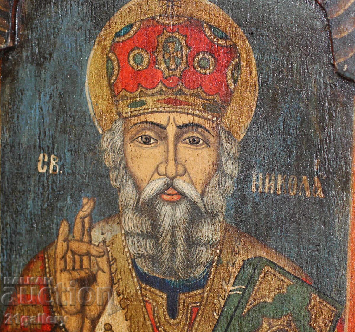 Triptic cu icoană pictată manual Sfântul Nicolae Făcătorul de Minuni - 5