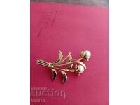 Αντίκα καρφίτσα με μαργαριτάρια και επιχρύσωμα