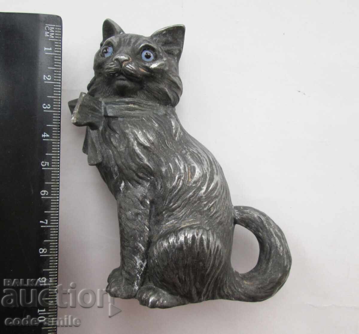 Old French figurine cat kitten with glass eyes - 6 Old French figurine cat kitten with glass eyes - 6