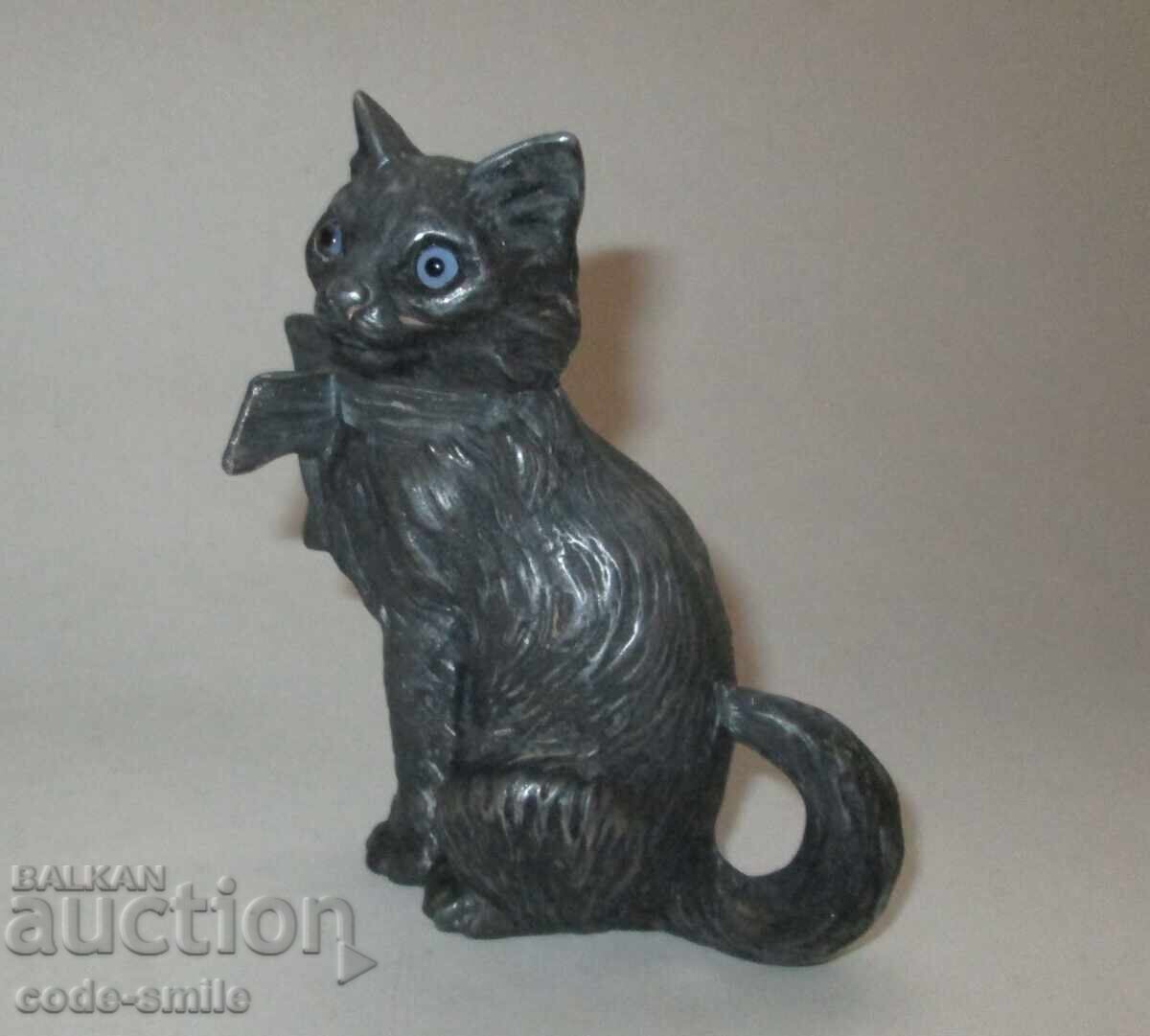 Old French figurine cat kitten with glass eyes - 7 Old French figurine cat kitten with glass eyes - 7