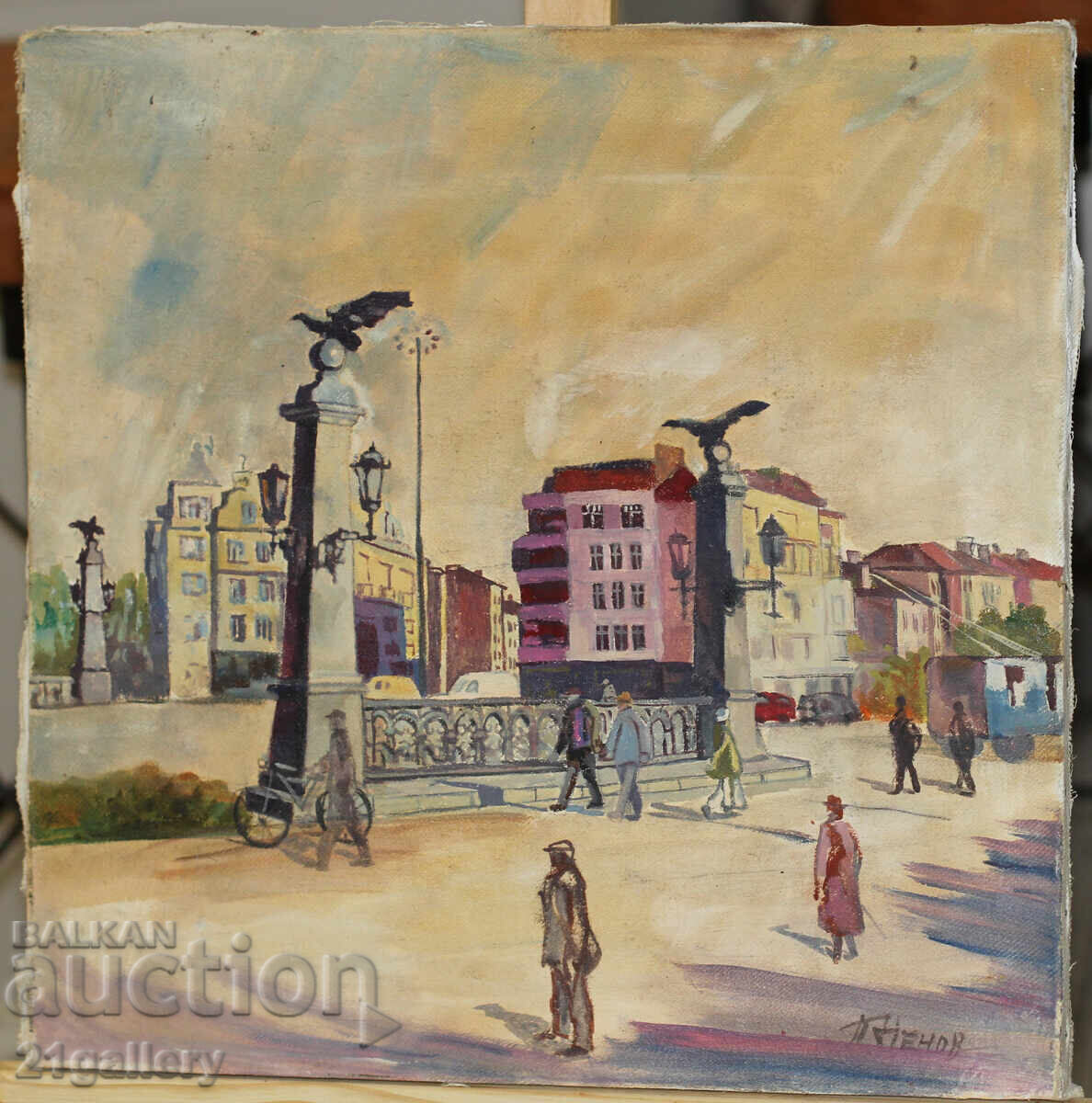 Δημοπρασία Πέταρ Νένοφ (1951-) αστικό τοπίο, ελαιογραφία Δημοπρασία Πέταρ Νένοφ (1951-) αστικό τοπίο, ελαιογραφία