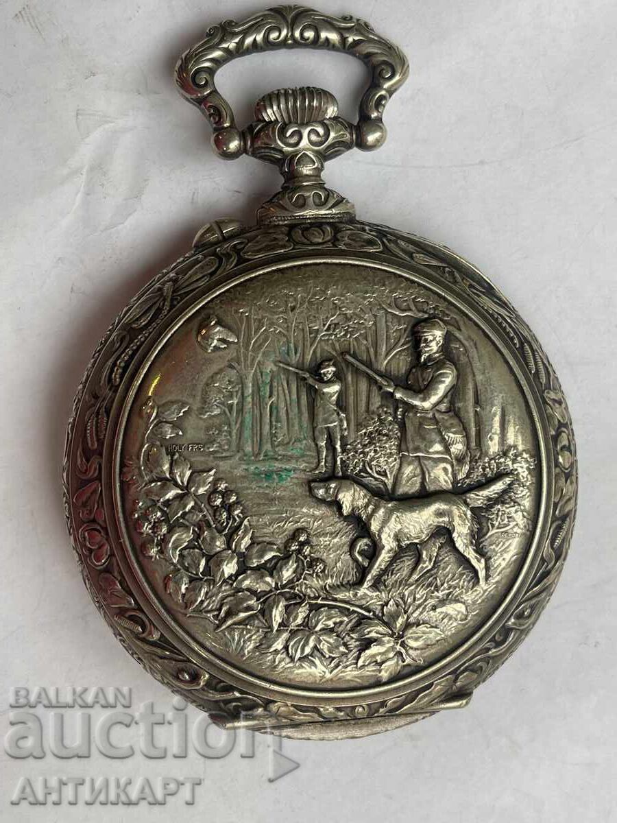 Аукцион DOXA King джобен час. най-големия размер 70мм ловни сцени