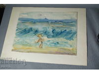 Παλιά Μαεστρική ζωγραφιά ακουαρέλα τοπίο Νεσέμπαρ