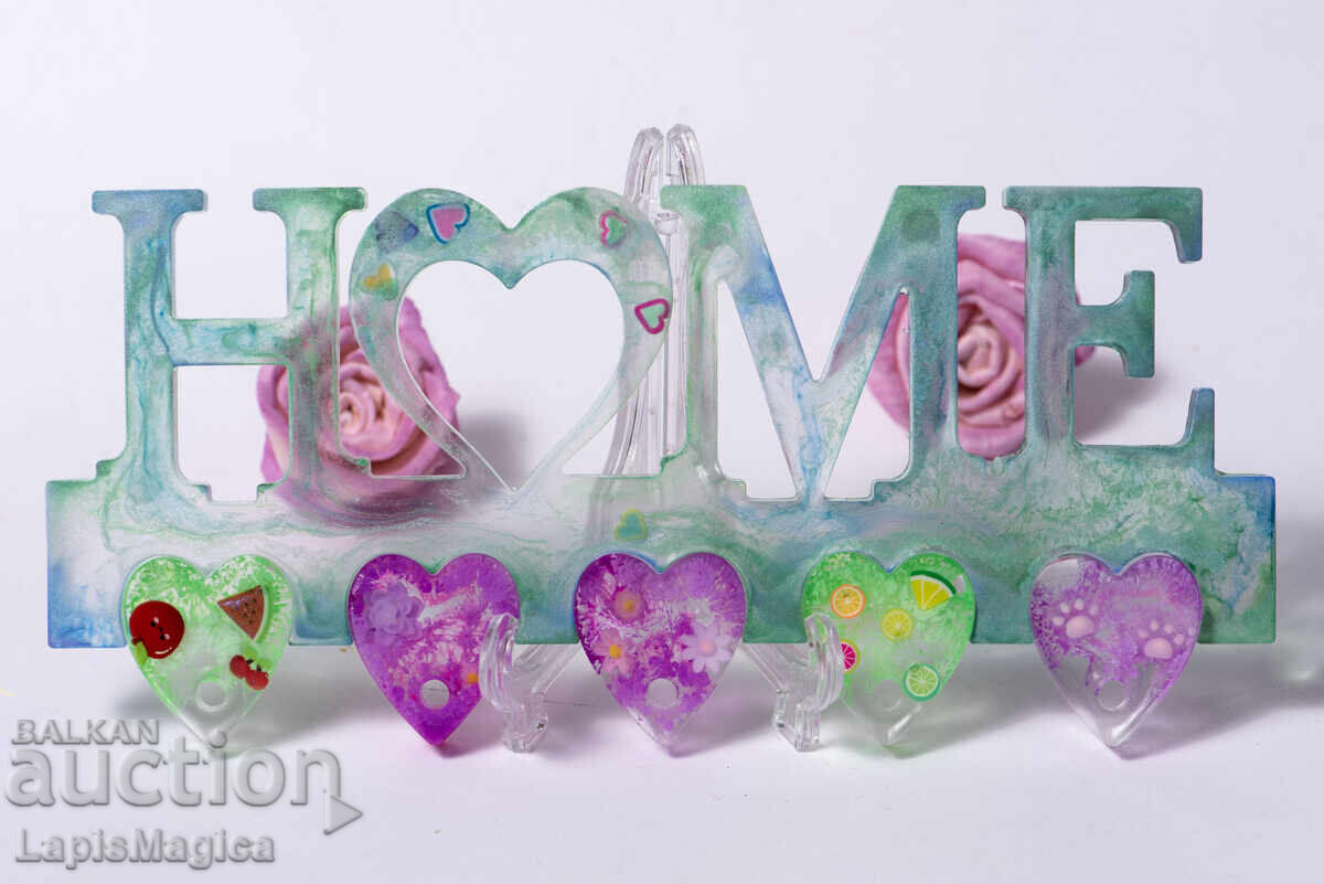 Decorative epoxy resin key holder