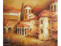 Oil painting landscape monastery