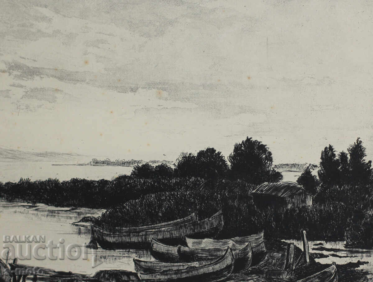 Borislav Kuzmanov graphic drypoint 1983 - 5 Borislav Kuzmanov graphic drypoint 1983 - 5