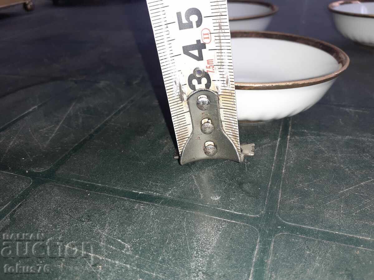 Ντουλέβο - σοβιετική πορσελάνη 4 μπολ για χαβιάρι χρυσό χείλος - 6