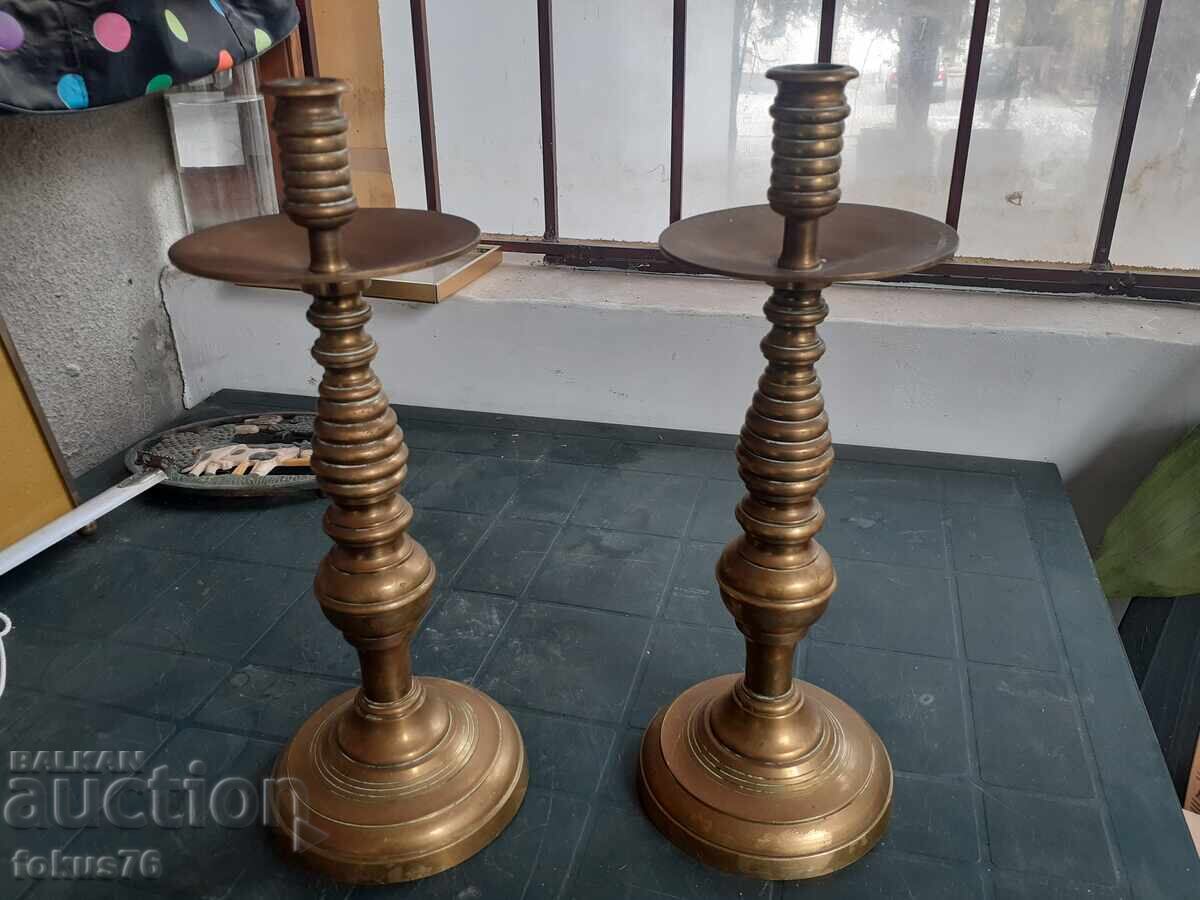 Pair of incredible antique bronze candlesticks with price 350.00 BGN | € 178.95 Pair of incredible antique bronze candlesticks with price 350.00 BGN | € 178.95