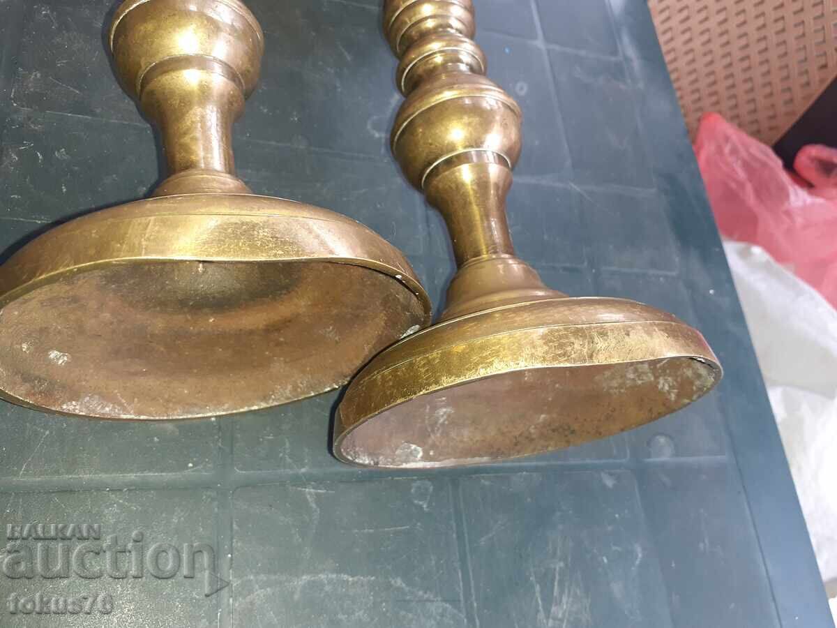 Pair of incredible antique bronze candlesticks - 7 Pair of incredible antique bronze candlesticks - 7