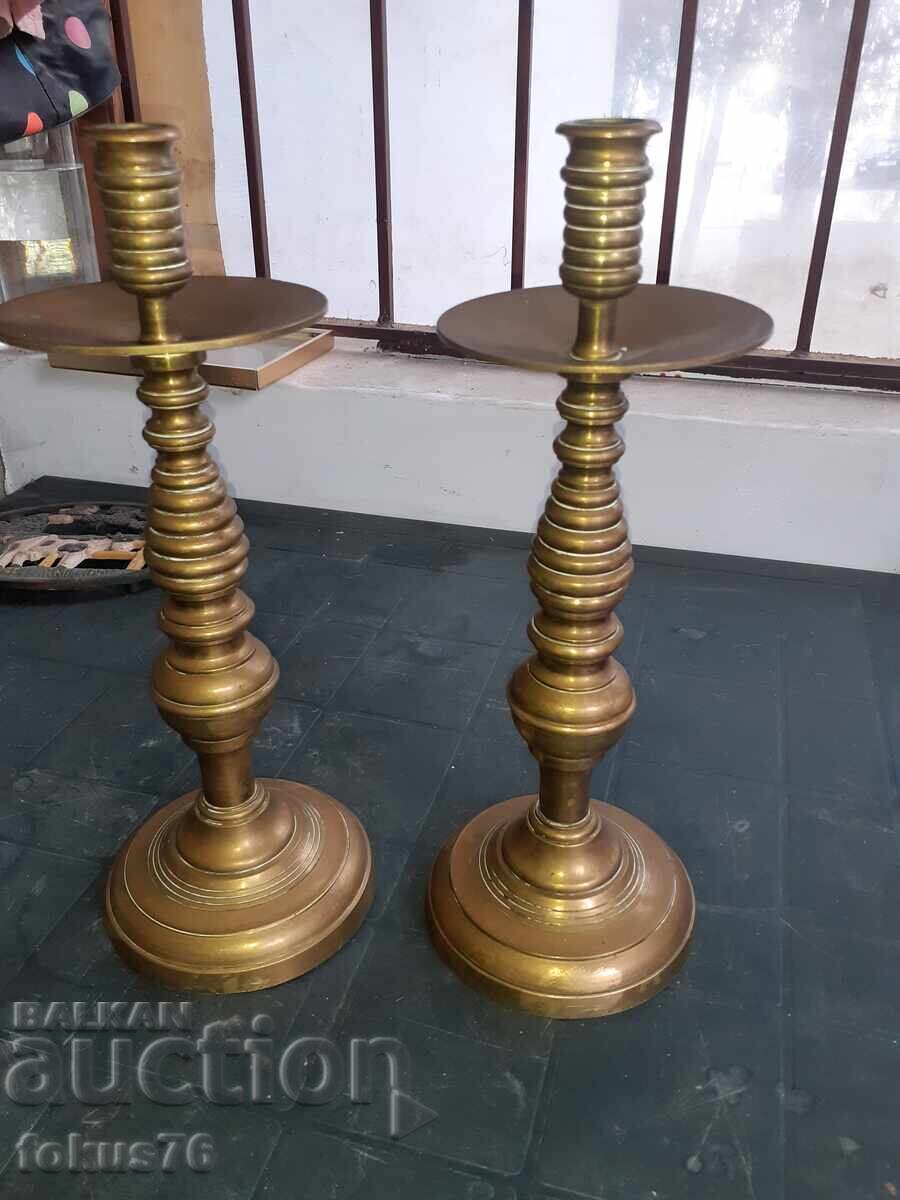 Pair of incredible antique bronze candlesticks Pair of incredible antique bronze candlesticks