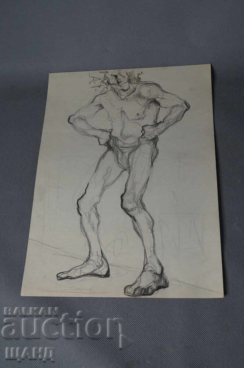 Παλιό μολύβι με σχέδιο Μάστερ, ερωτικό γυμνό σώμα