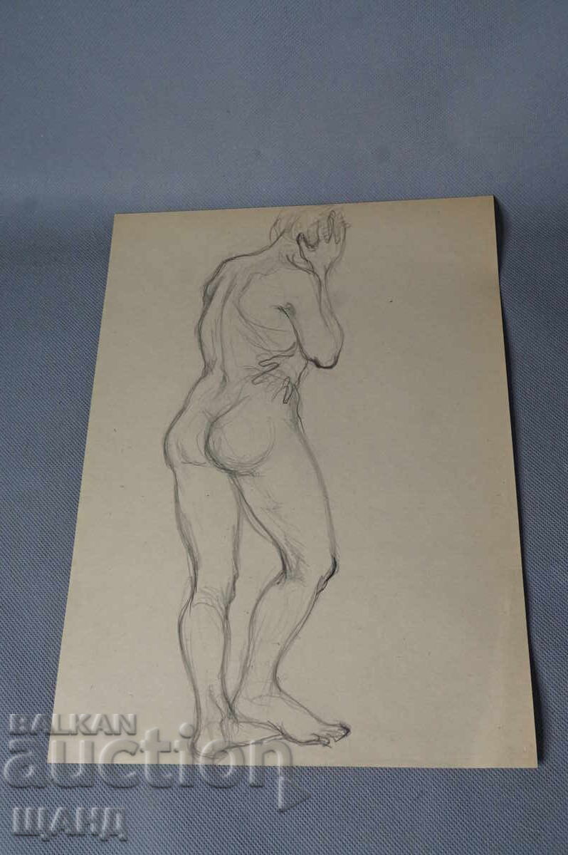 Old Master drawing, pencil, erotic, nude body Old Master drawing, pencil, erotic, nude body