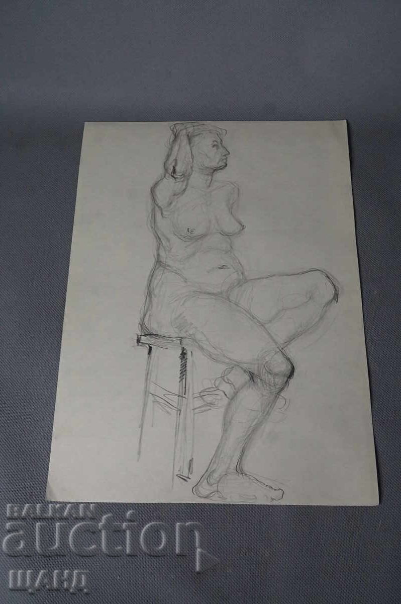Old Master drawing, pencil, erotic, nude body Old Master drawing, pencil, erotic, nude body