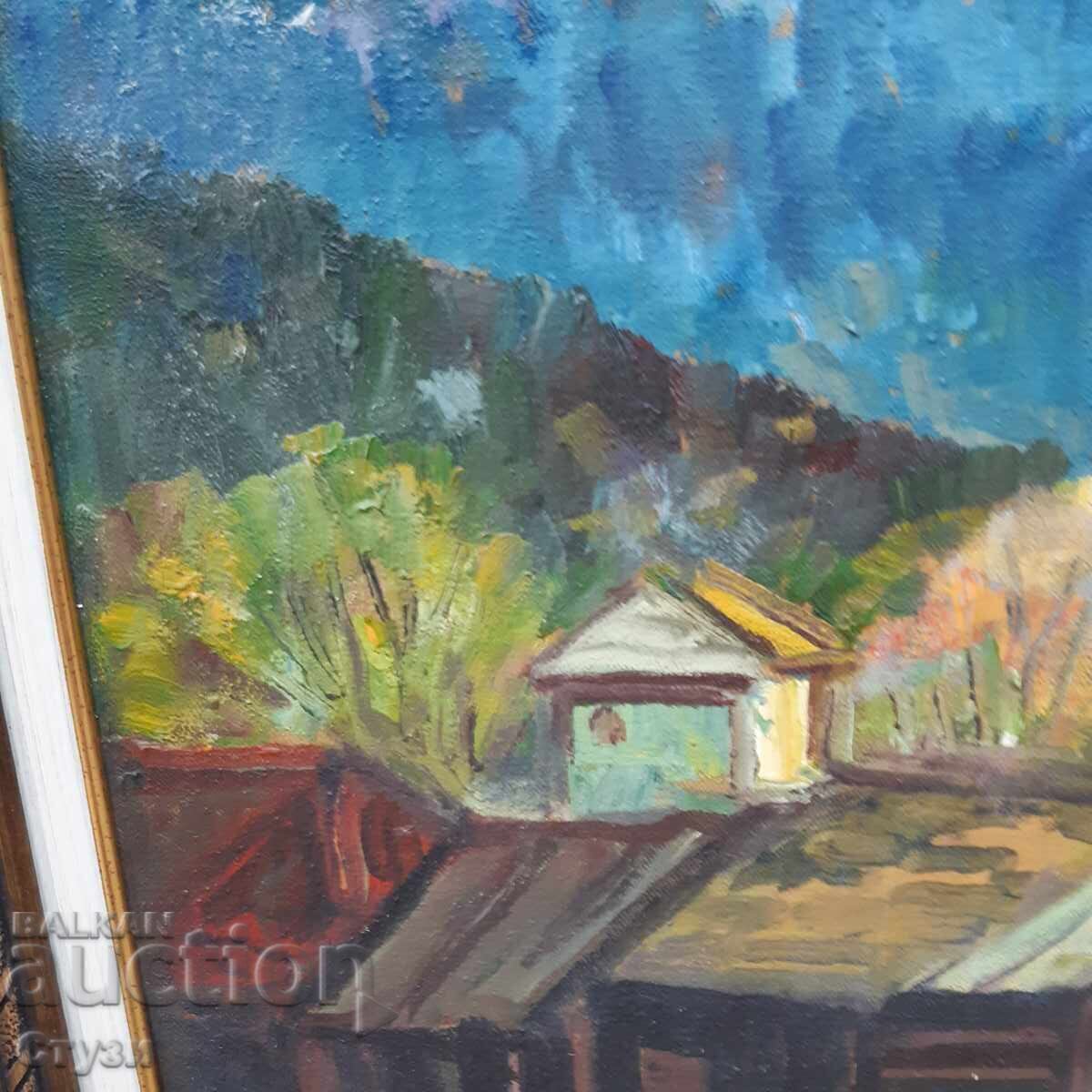 Peisaj-M. Stoychev (1930-2015), ulei, 50,5x59,5 cm, certificat cu preț € 240.00 | 469.40 BGN