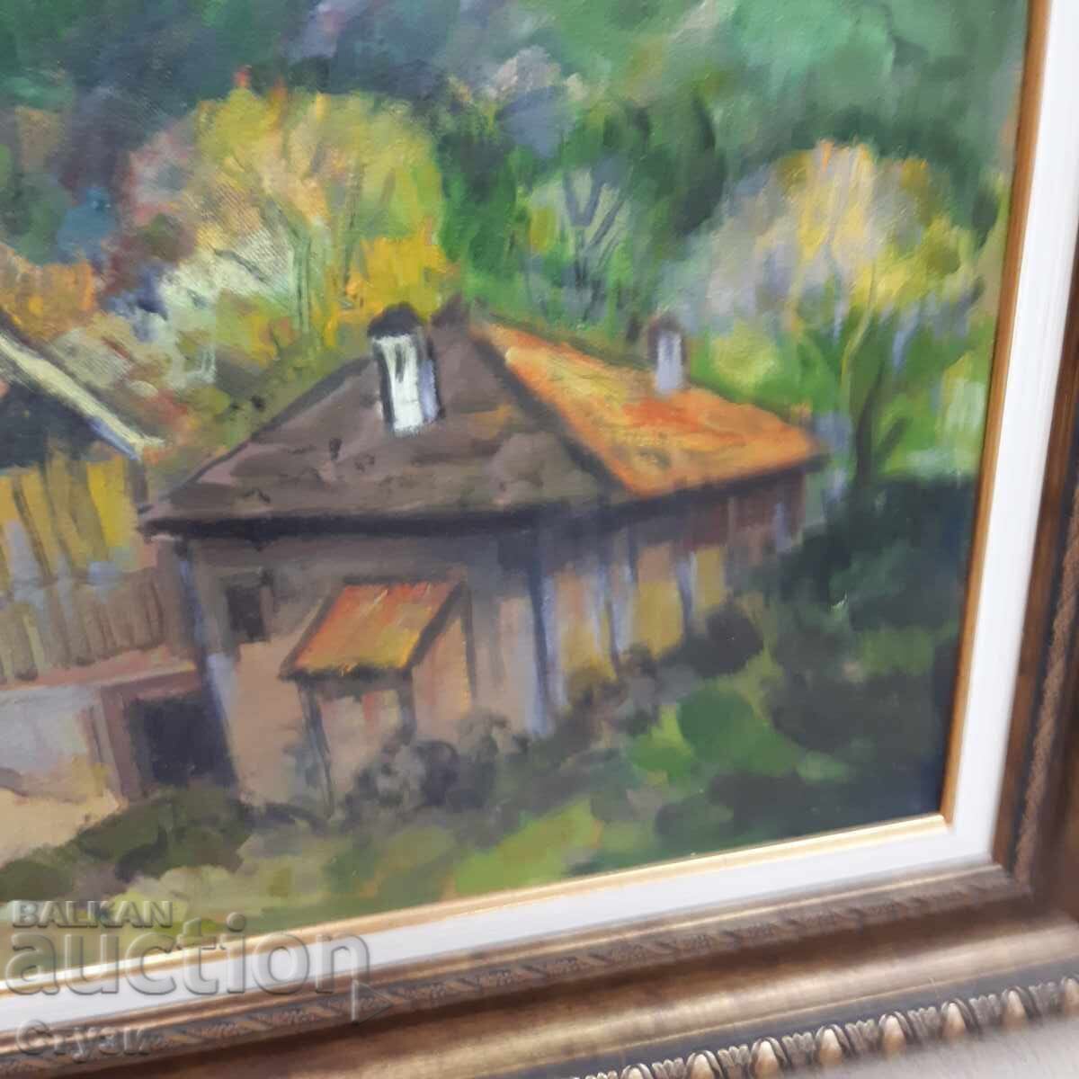 Licitație Peisaj-M. Stoychev (1930-2015), ulei, 50,5x59,5 cm, certificat