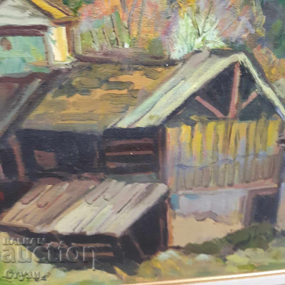 Livrarea Peisaj-M. Stoychev (1930-2015), ulei, 50,5x59,5 cm, certificat
