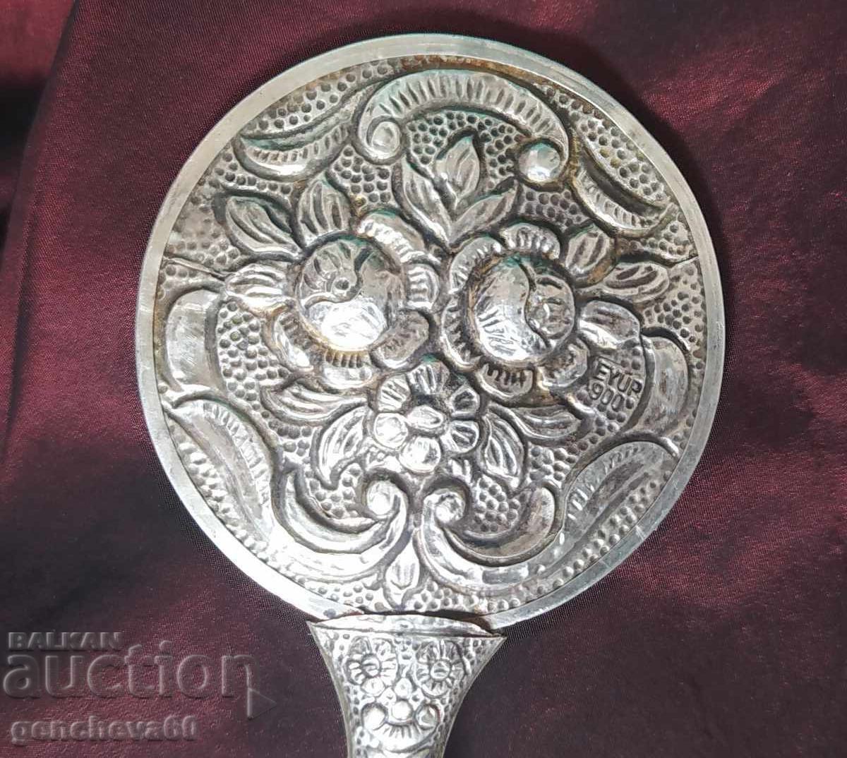 OGLINDĂ DIN ARGINT ANTIC - Probă 900 - 5