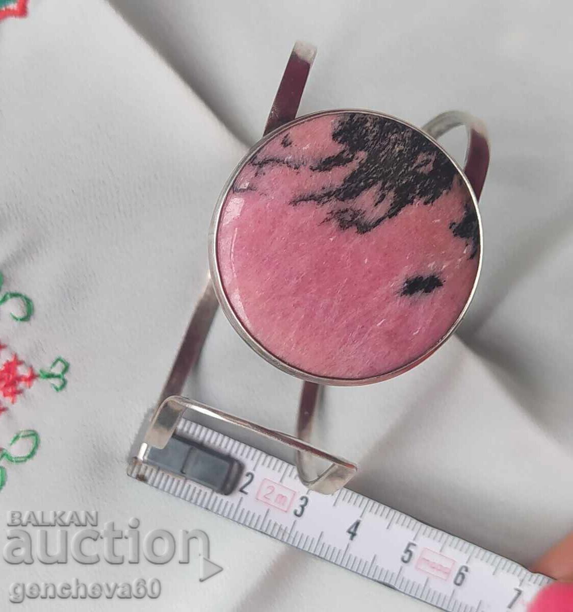 Brățară argint cu piatră nat. rodonit 33gr. marcaje - 5 Brățară argint cu piatră nat. rodonit 33gr. marcaje - 5