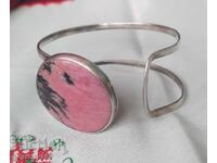 Brățară argint cu piatră nat. rodonit 33gr. marcaje