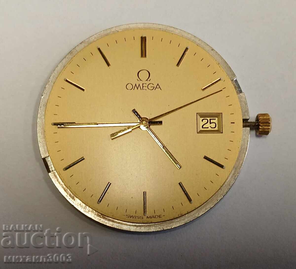 SWISS QUARTZ MOVEMENT, DIAL AND CROWN - OMEGA