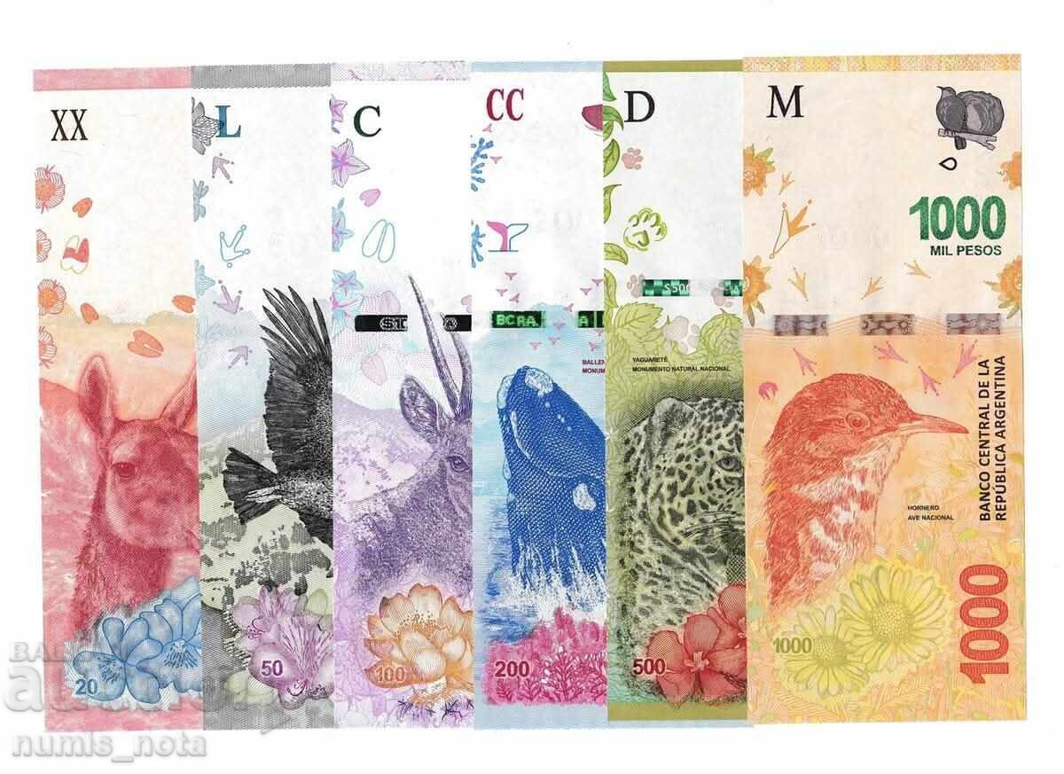 Licitație Lot 6 bancnote Argentina Faună UNC
