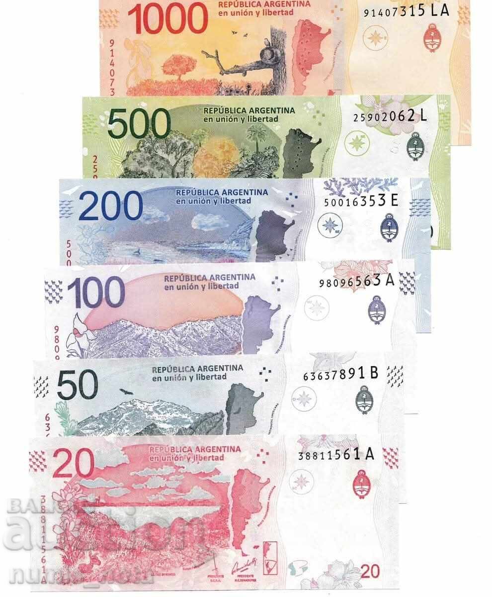 Livrarea Lot 6 bancnote Argentina Faună UNC