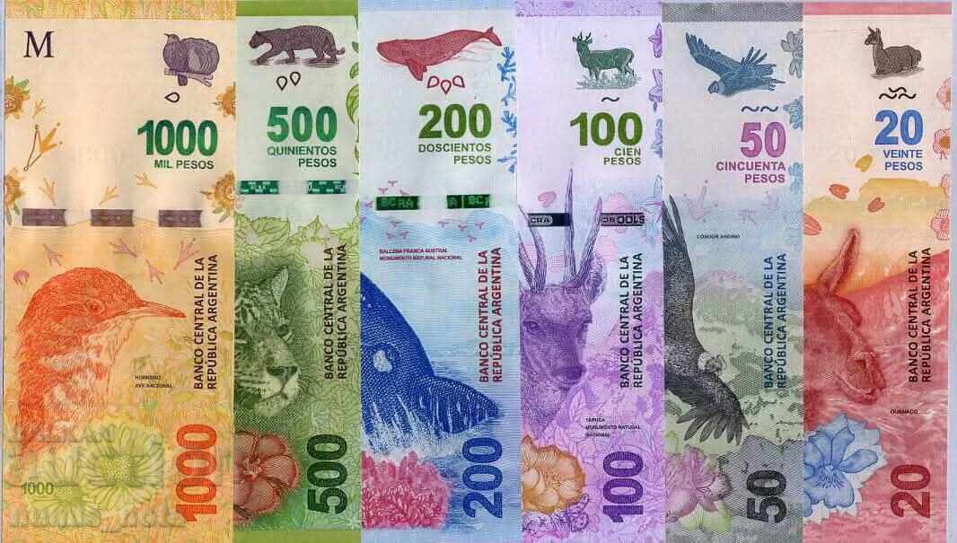 Lot 6 bancnote Argentina Faună UNC