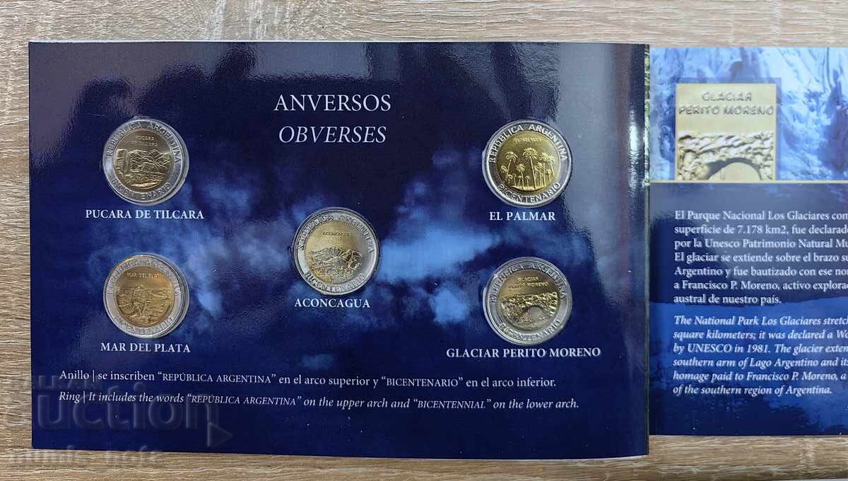 Лот 5 броя Юбилейни монети 2010 г. Аржентина - в банкова опа