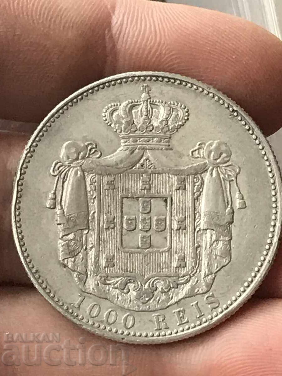 Portugalia 1000 reis 1899 Carlos I argint cu preț 119.00 BGN | € 60.84