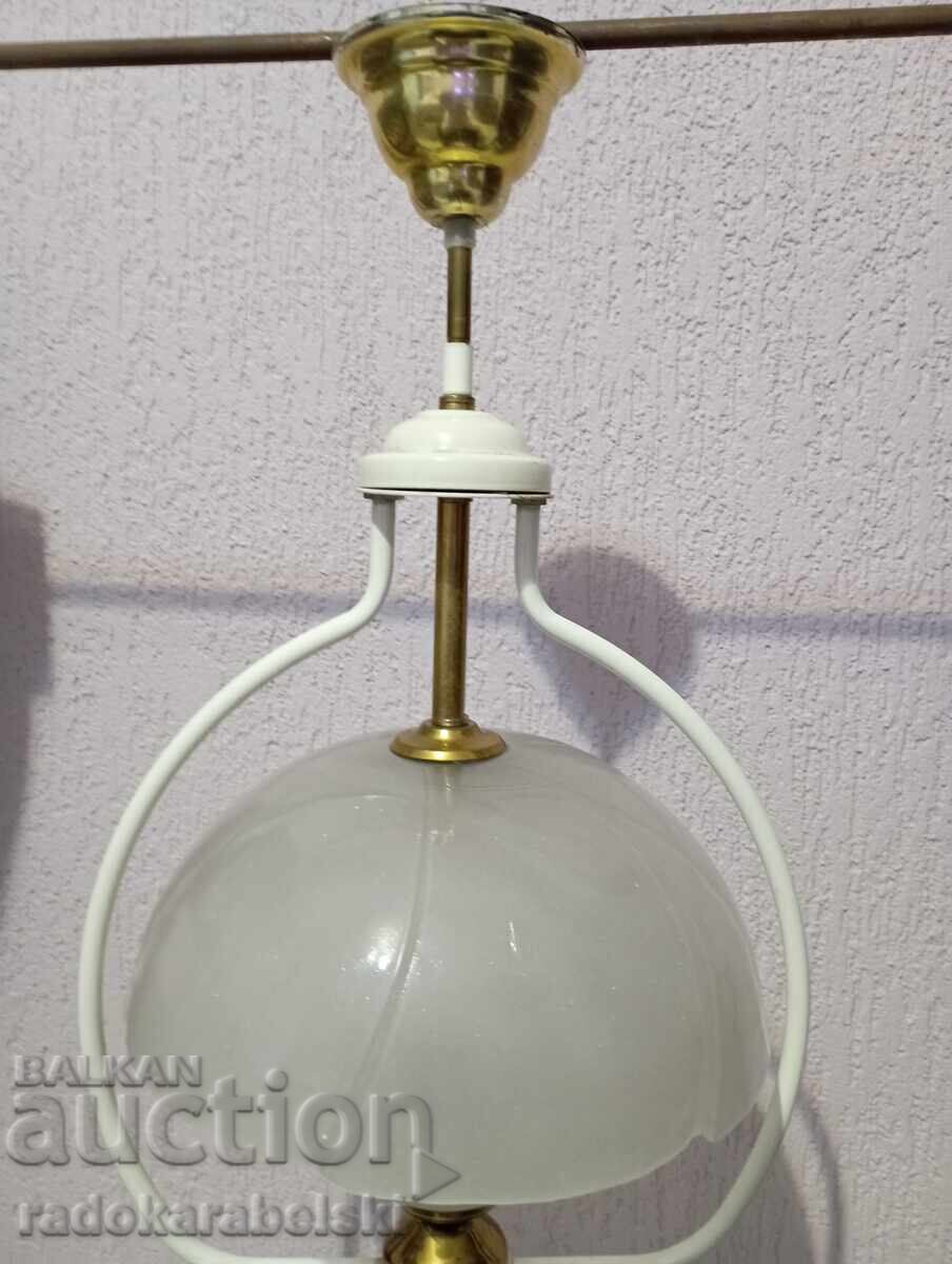 Auction  Beautiful white chandelier with two glass lampshades