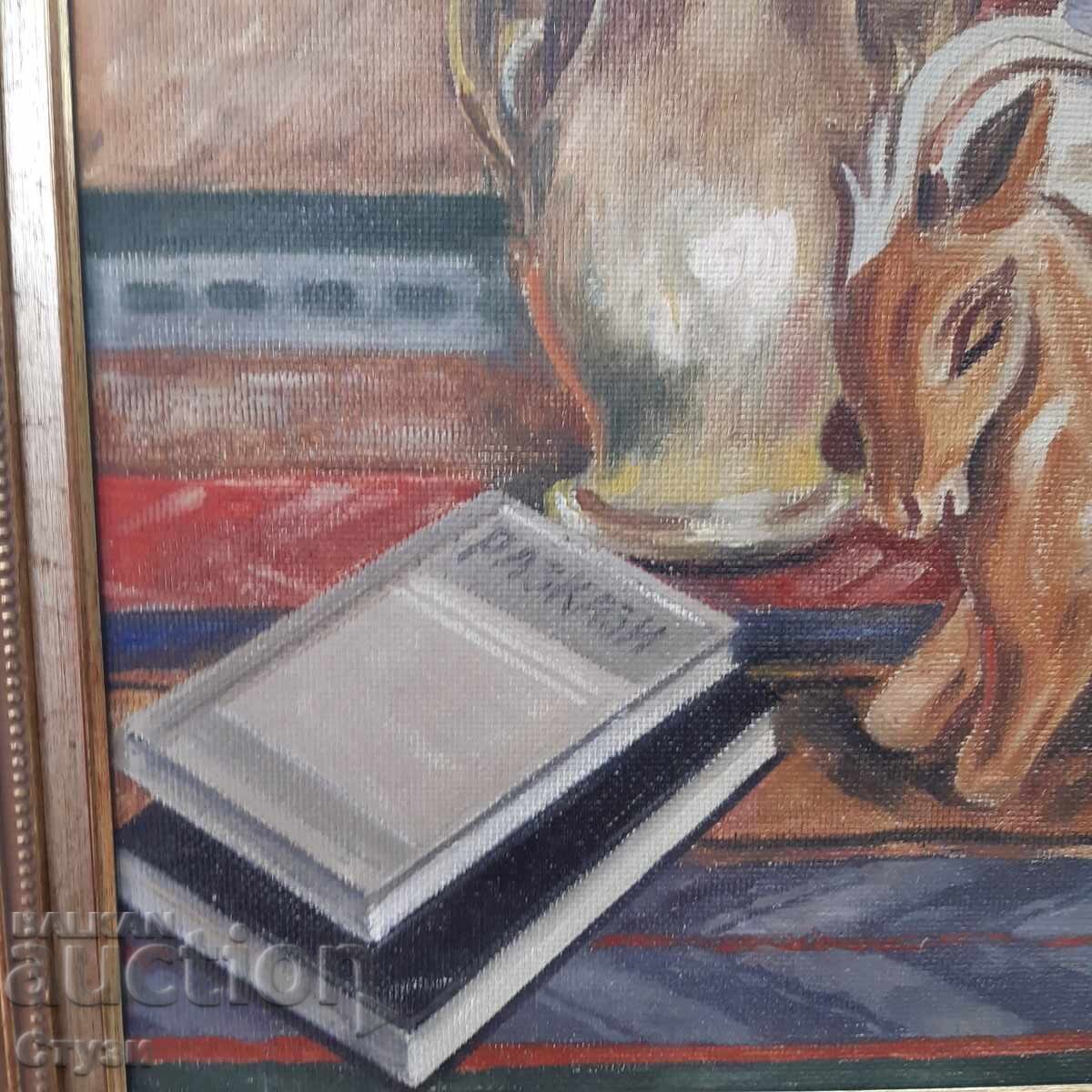 Still life by Tsvetan Pelov, oil, 58x43cm with price 520.00 BGN | € 265.87